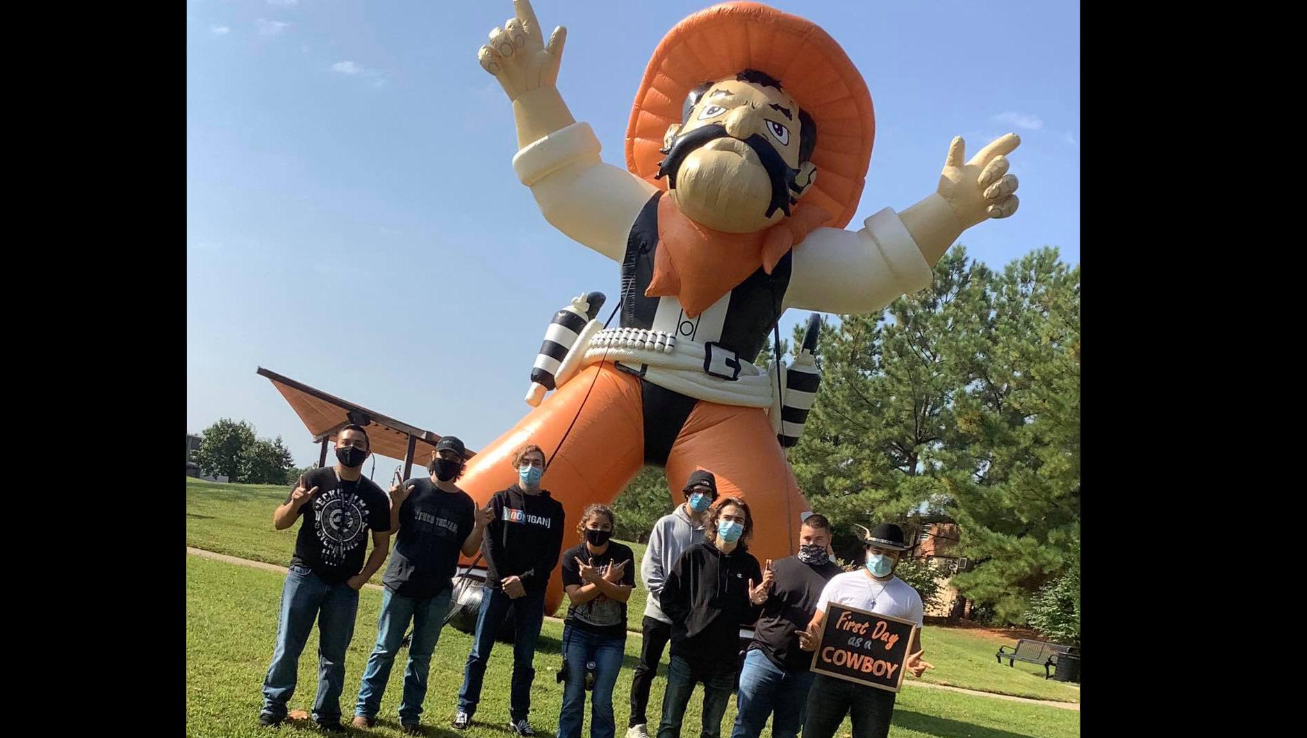 Pistol Pete welcomed students to the OSUIT campus for the first day of the fall semester.